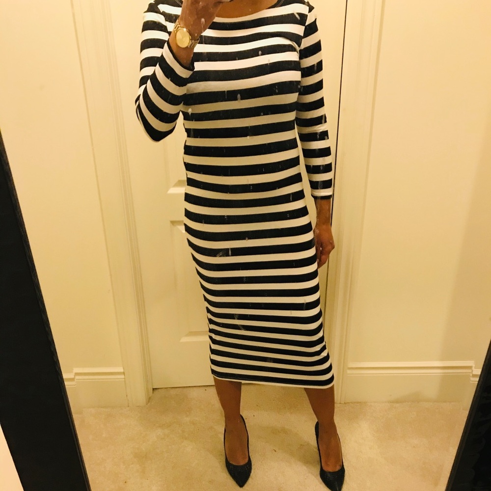 Seven Sisters striped midi-length dress!